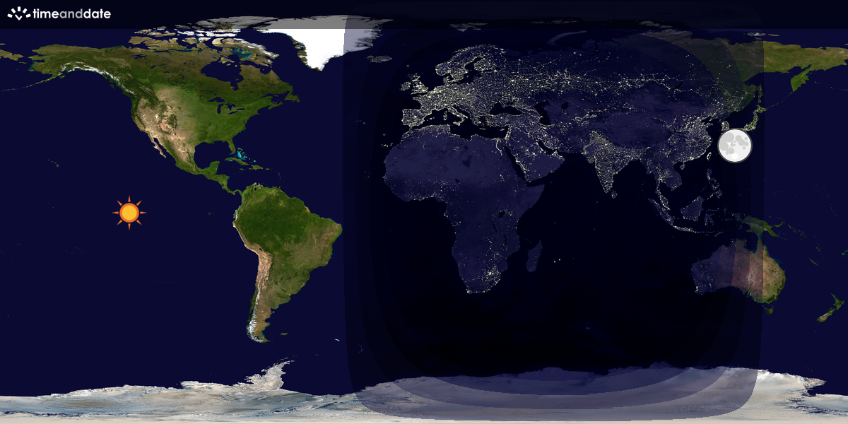 Verdenskart som viser dag og natt 