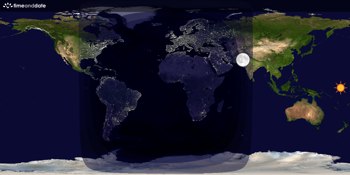 Verdenskart som viser dag og natt 