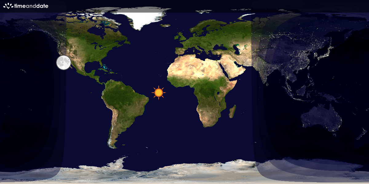 Verdenskart som viser dag og natt 