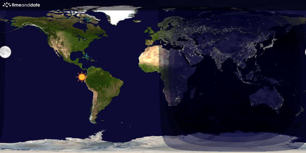 Verdenskart som viser dag og natt 