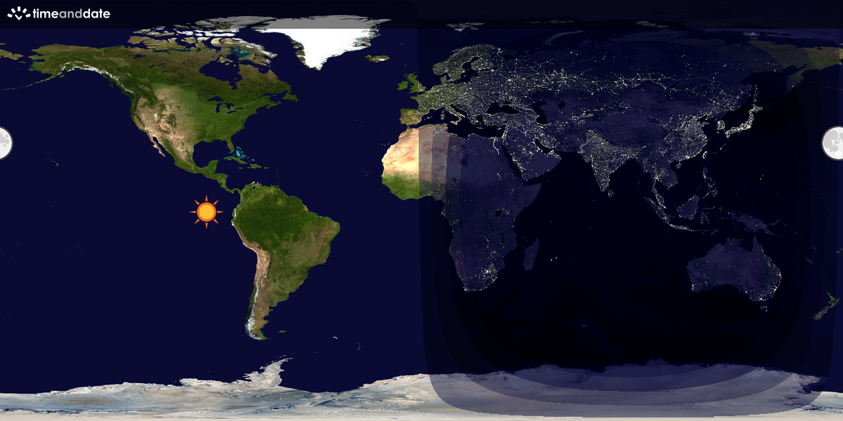 Verdenskart som viser dag og natt 