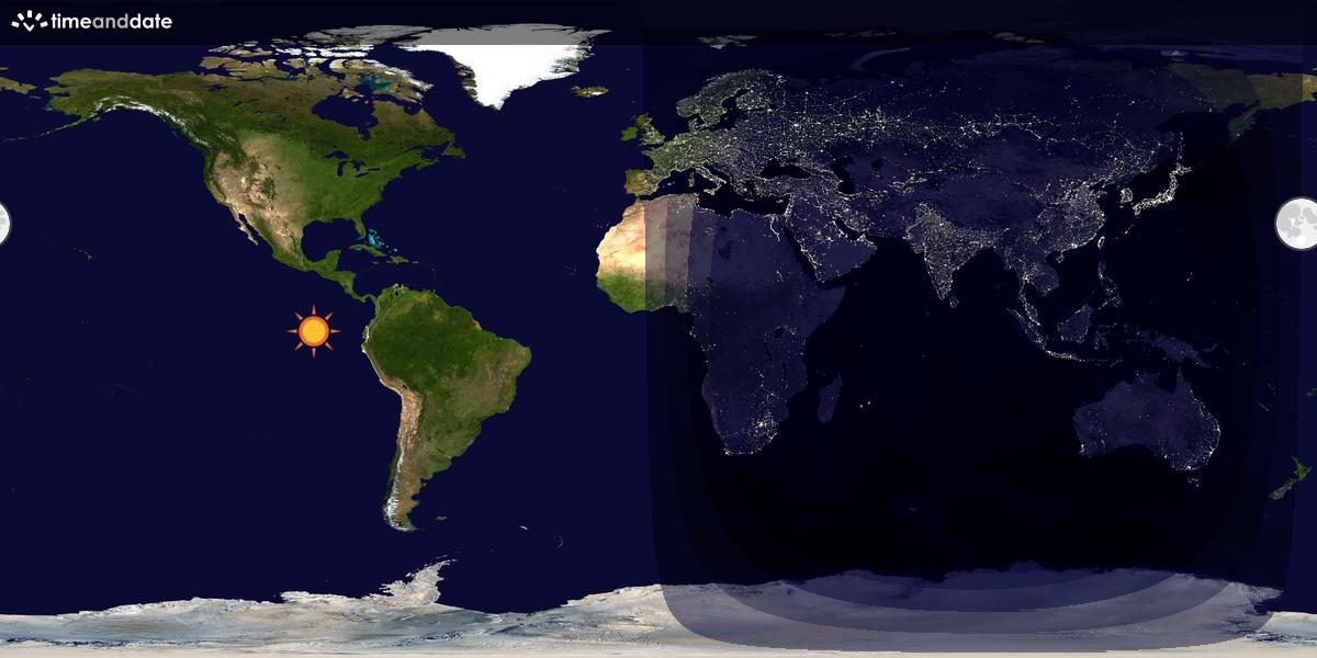 Verdenskart som viser dag og natt 