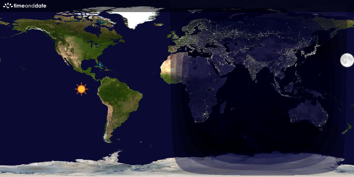 Verdenskart som viser dag og natt 