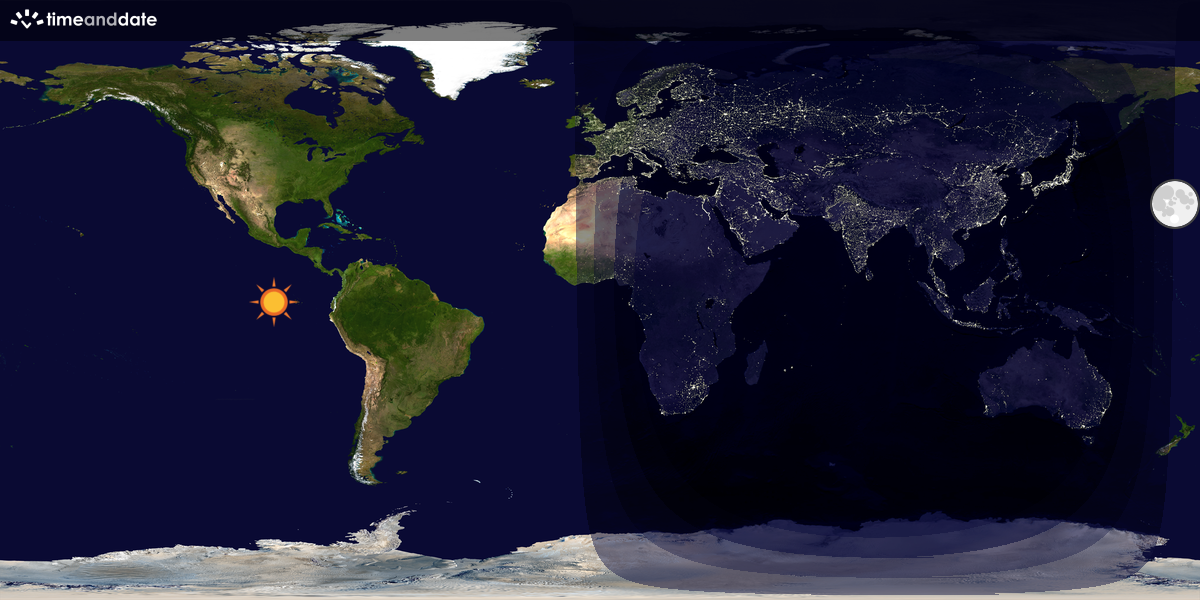 Verdenskart som viser dag og natt 