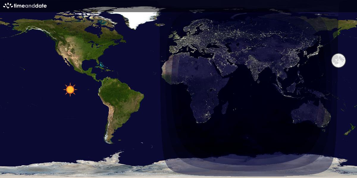 Verdenskart som viser dag og natt 