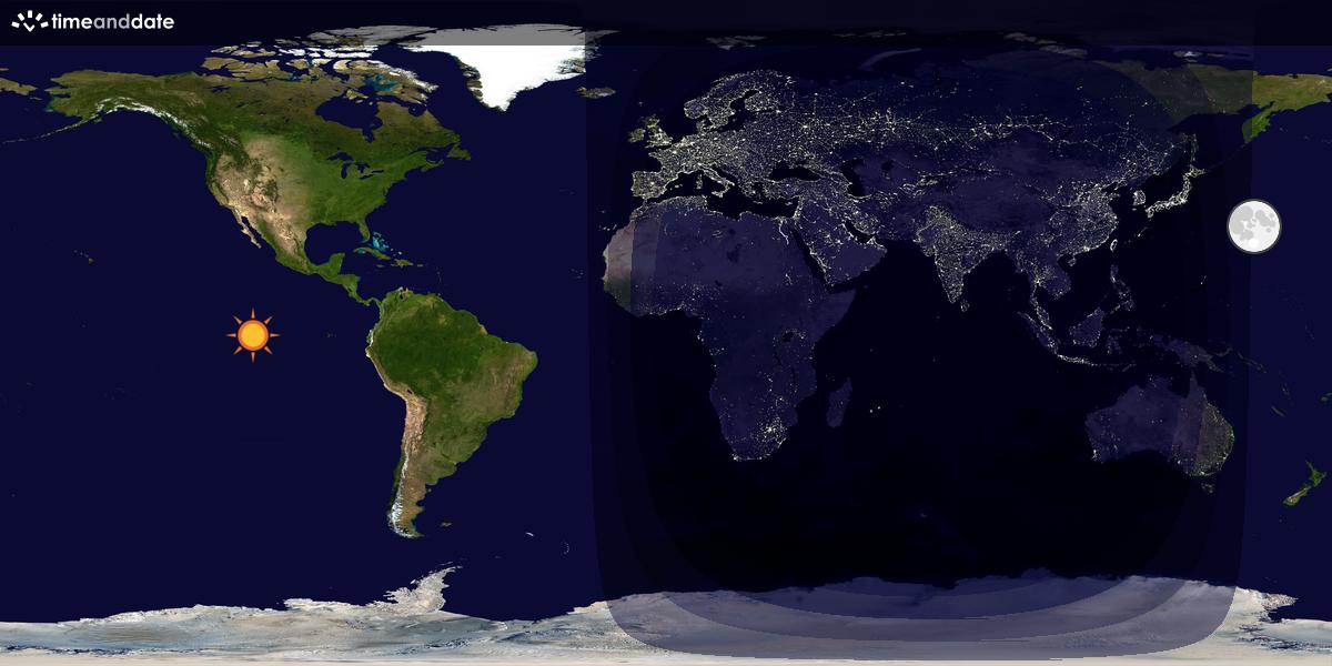 Verdenskart som viser dag og natt 