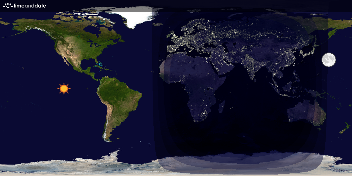 Verdenskart som viser dag og natt 