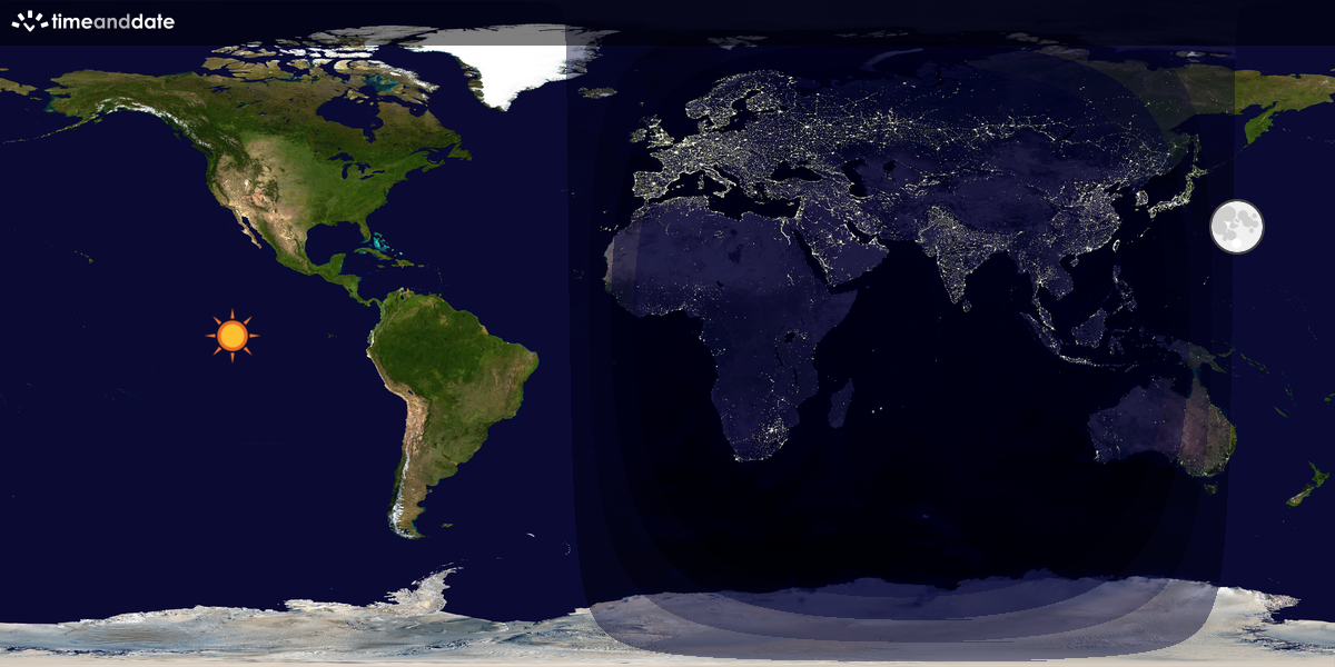 Verdenskart som viser dag og natt 
