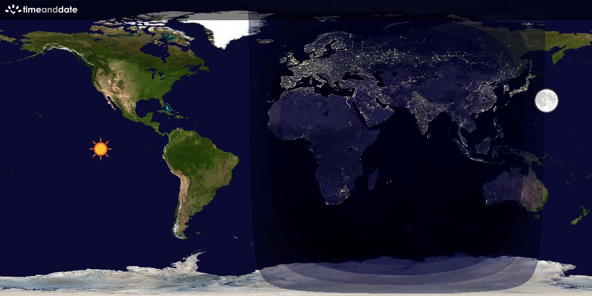 Verdenskart som viser dag og natt 