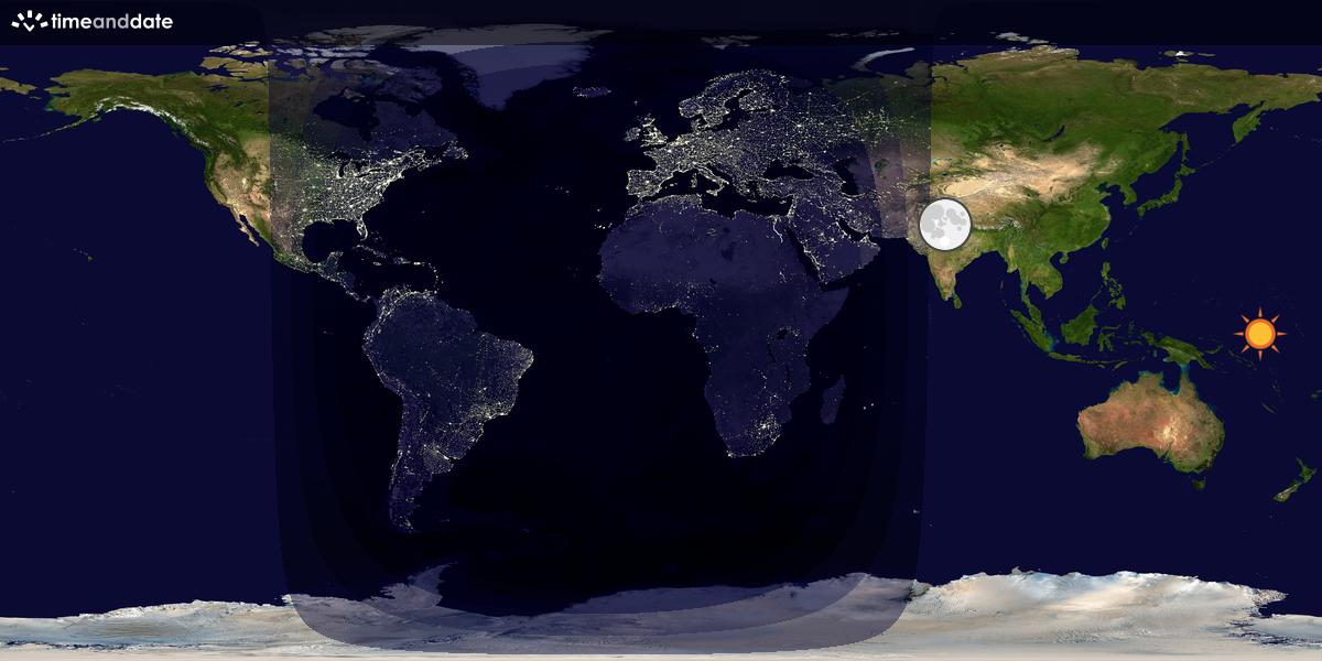 Verdenskart som viser dag og natt 