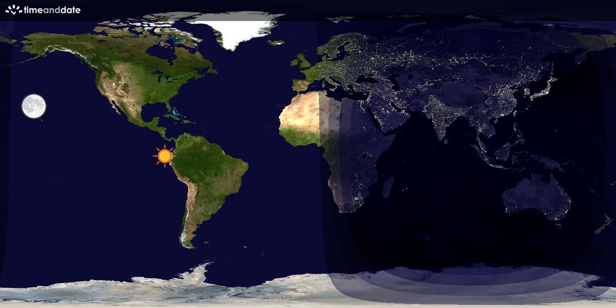 Verdenskart som viser dag og natt 