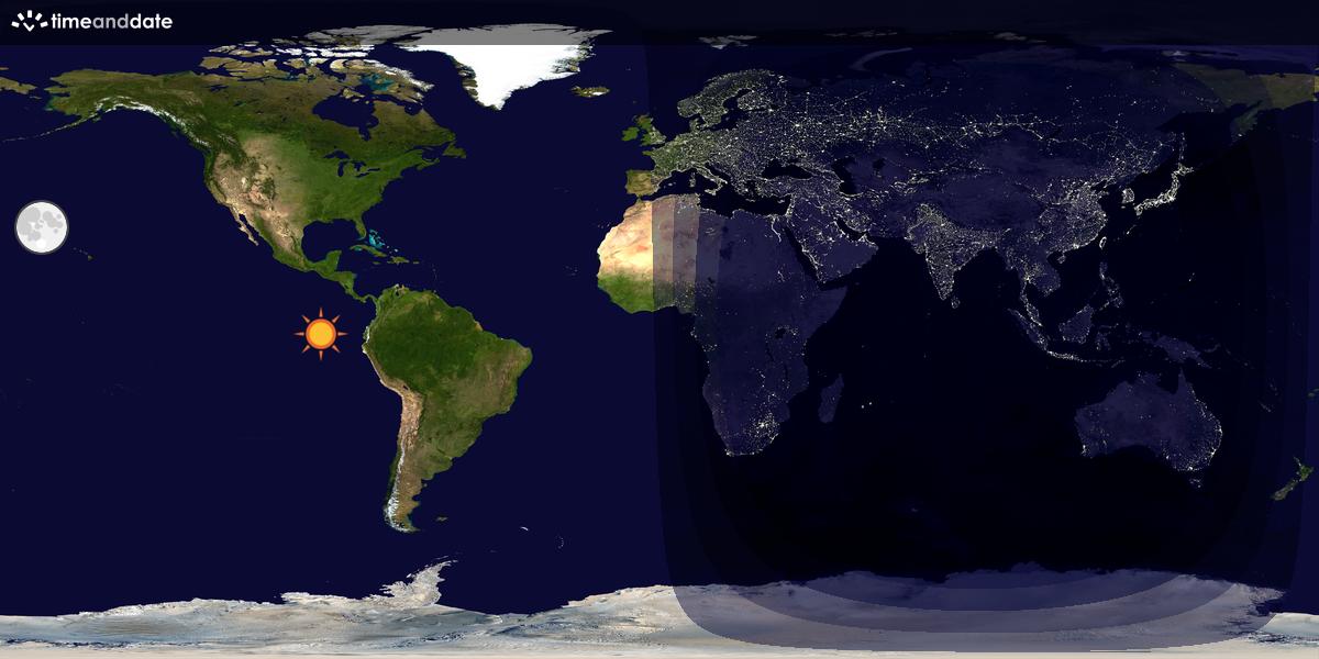 Verdenskart som viser dag og natt 