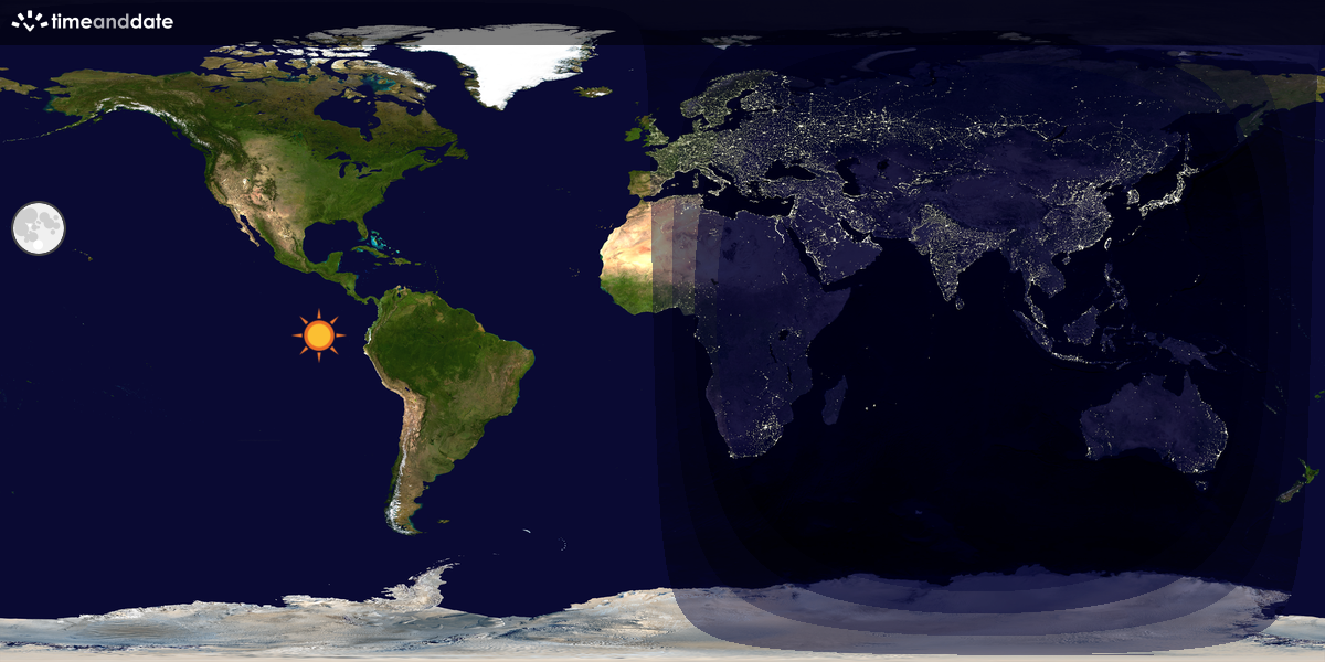 Verdenskart som viser dag og natt 