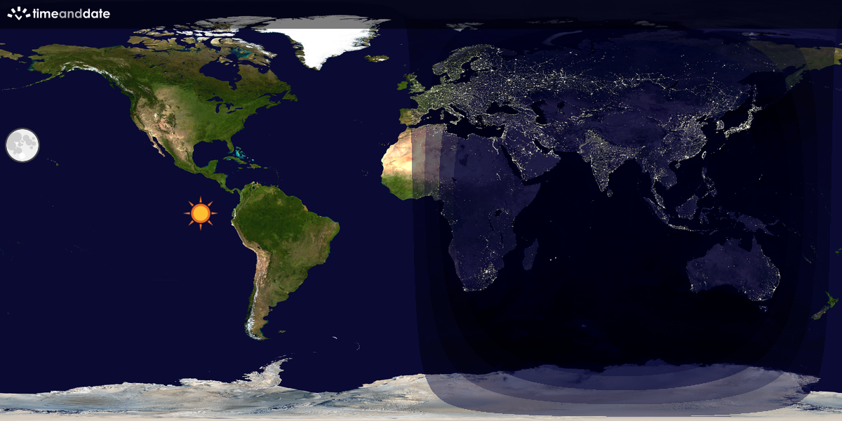 Verdenskart som viser dag og natt 