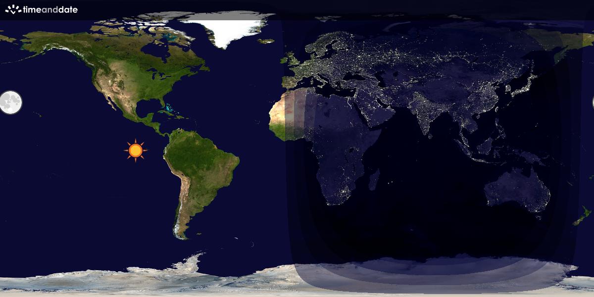 Verdenskart som viser dag og natt 