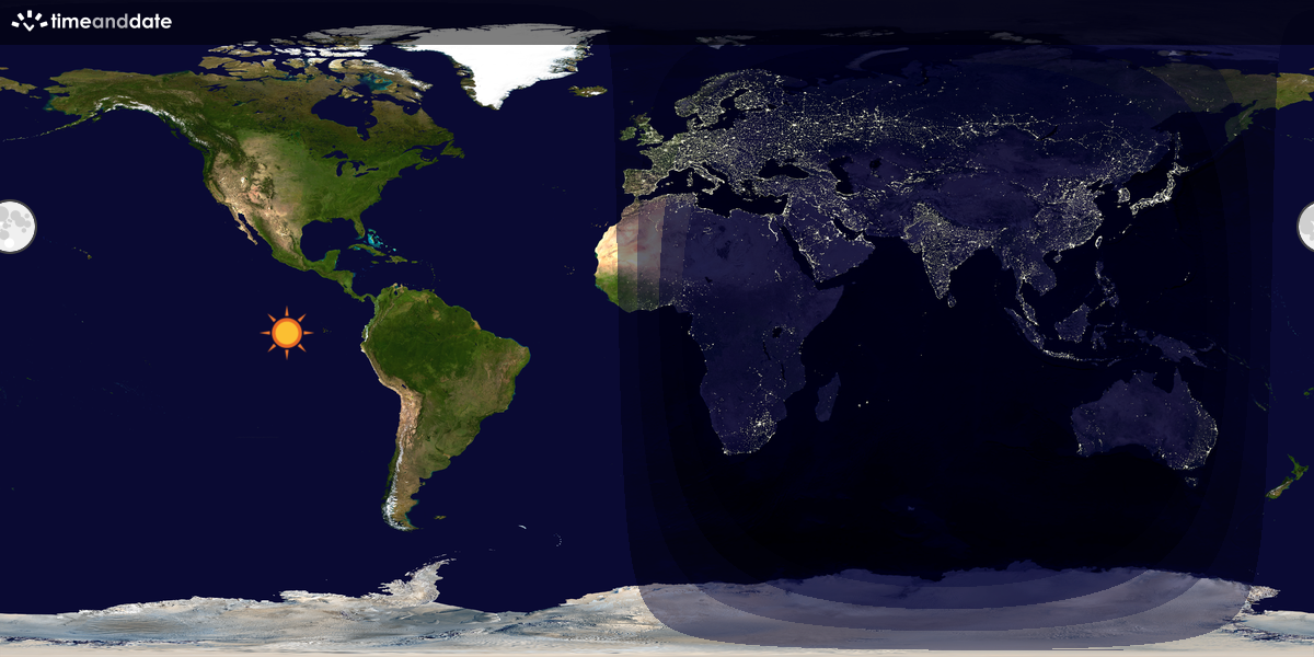 Verdenskart som viser dag og natt 