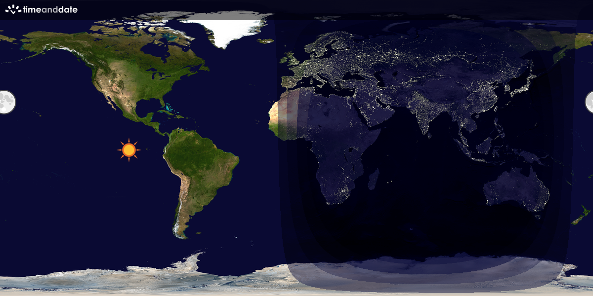 Verdenskart som viser dag og natt 