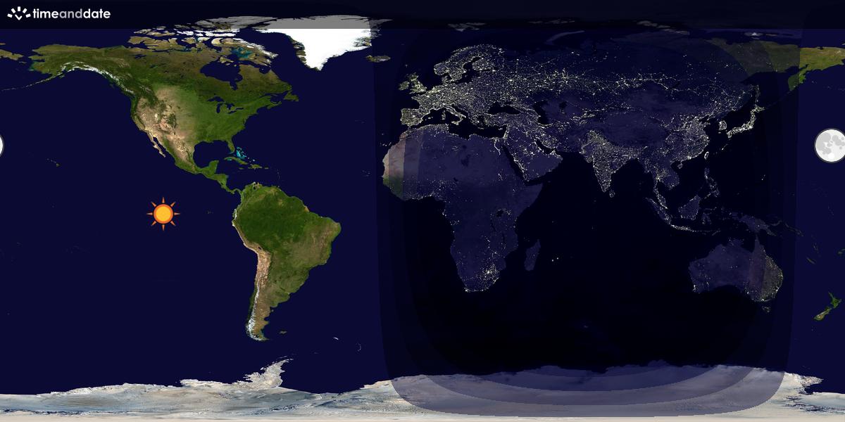 Verdenskart som viser dag og natt 
