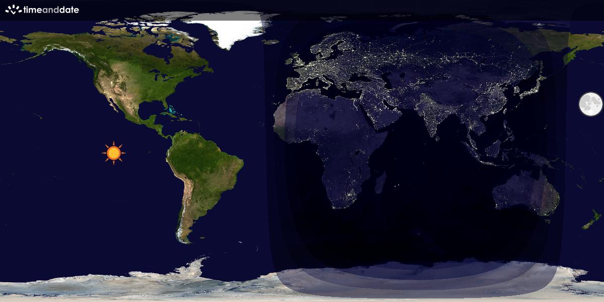 Verdenskart som viser dag og natt 