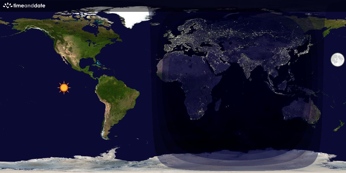 Verdenskart som viser dag og natt 