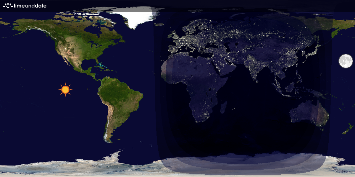 Verdenskart som viser dag og natt 