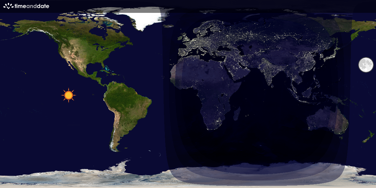 Verdenskart som viser dag og natt 