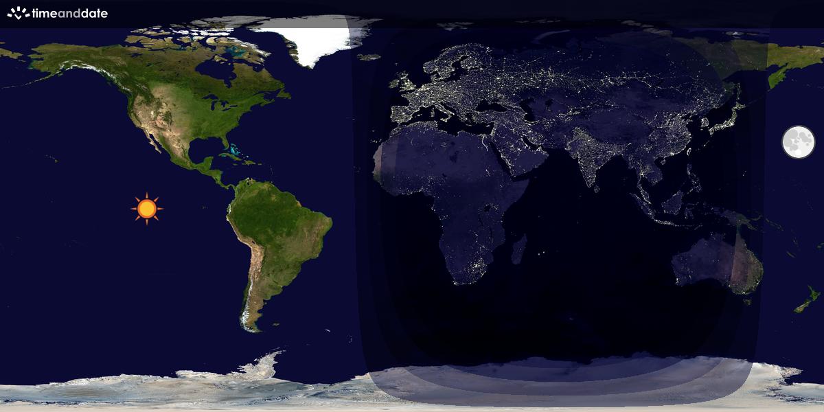 Verdenskart som viser dag og natt 