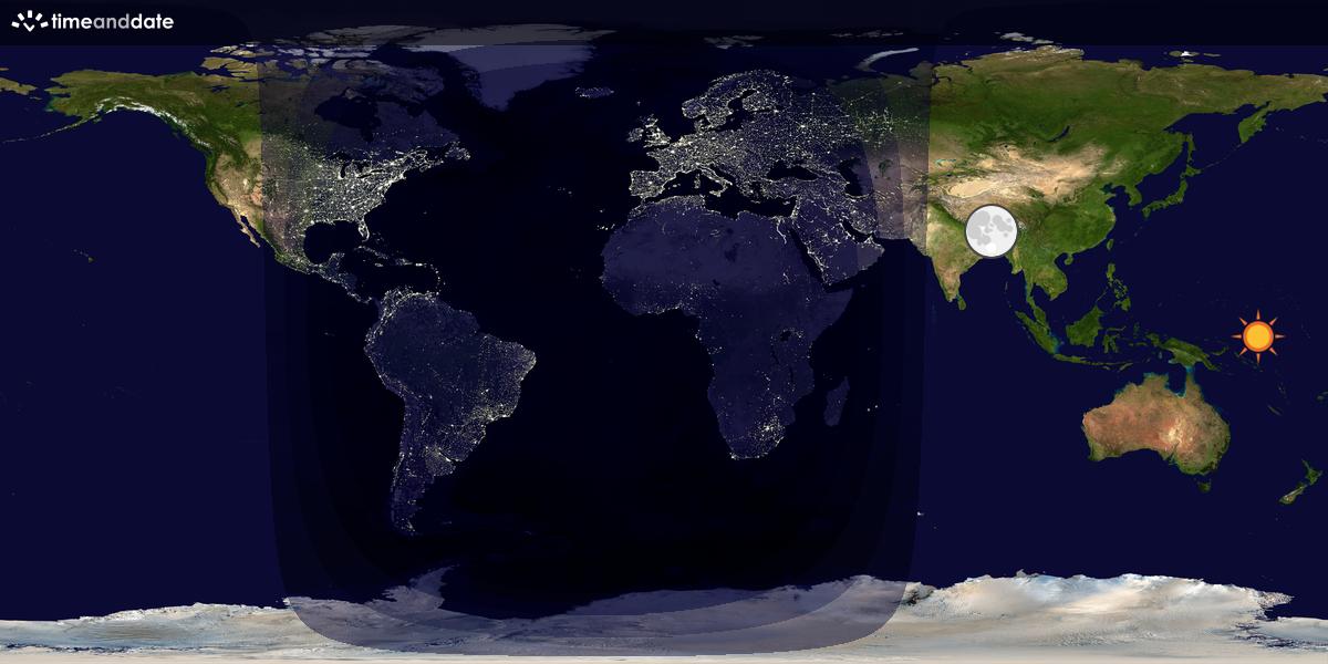 Verdenskart som viser dag og natt 