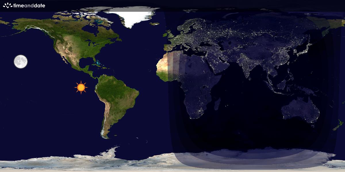 Verdenskart som viser dag og natt 