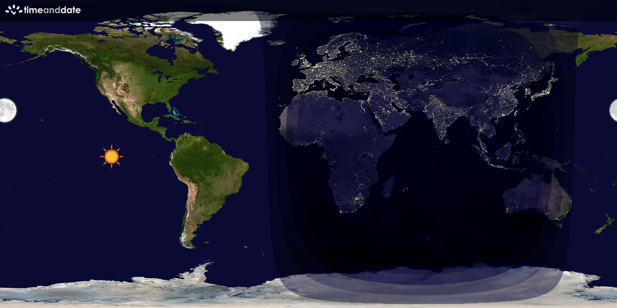 Verdenskart som viser dag og natt 