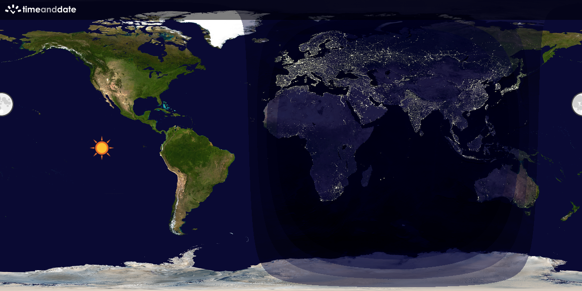 Verdenskart som viser dag og natt 