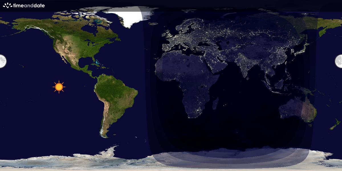 Verdenskart som viser dag og natt 