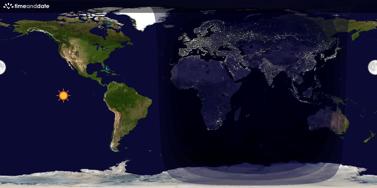 Verdenskart som viser dag og natt 