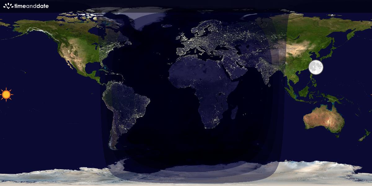 Verdenskart som viser dag og natt 