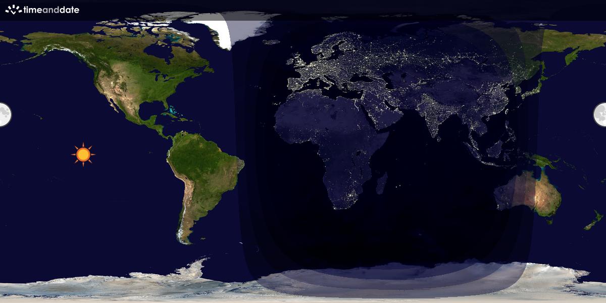 Verdenskart som viser dag og natt 
