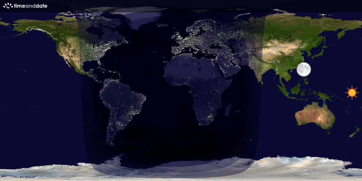 Verdenskart som viser dag og natt 