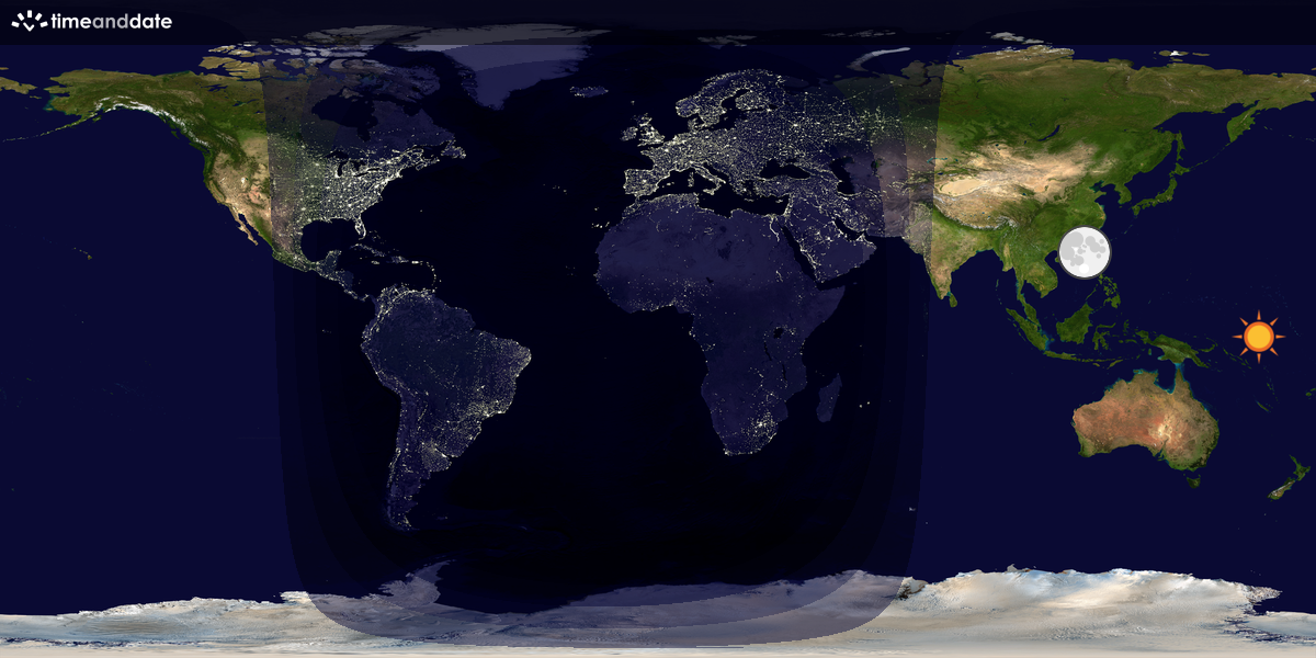 Verdenskart som viser dag og natt 
