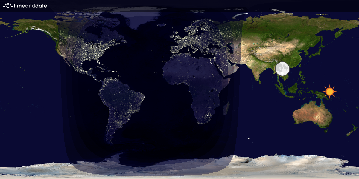 Verdenskart som viser dag og natt 