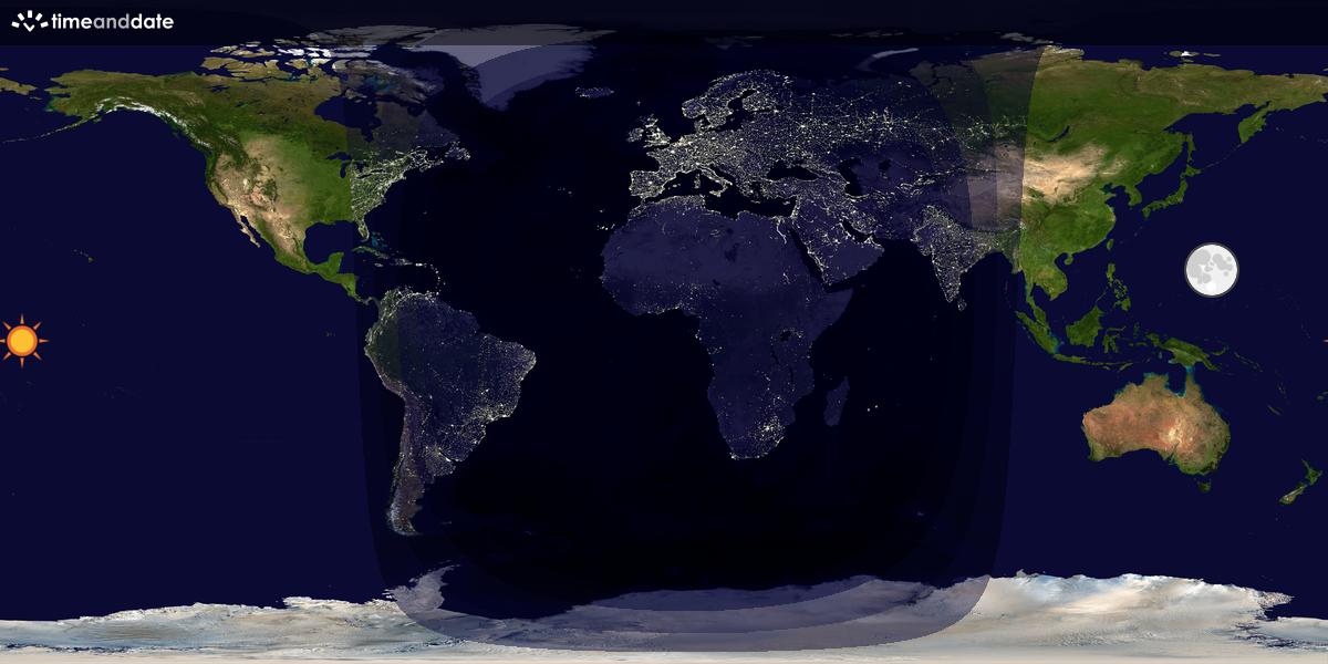 Verdenskart som viser dag og natt 