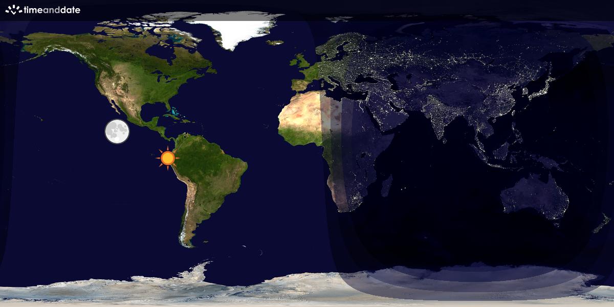 Verdenskart som viser dag og natt 