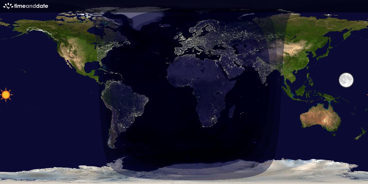 Verdenskart som viser dag og natt 