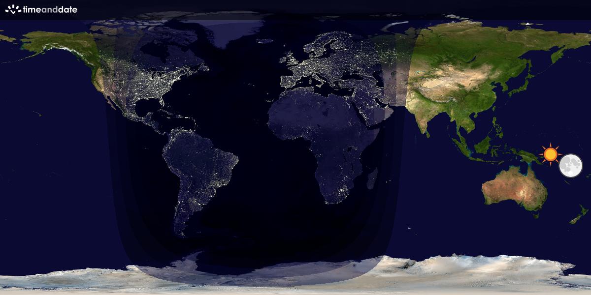 Verdenskart som viser dag og natt 