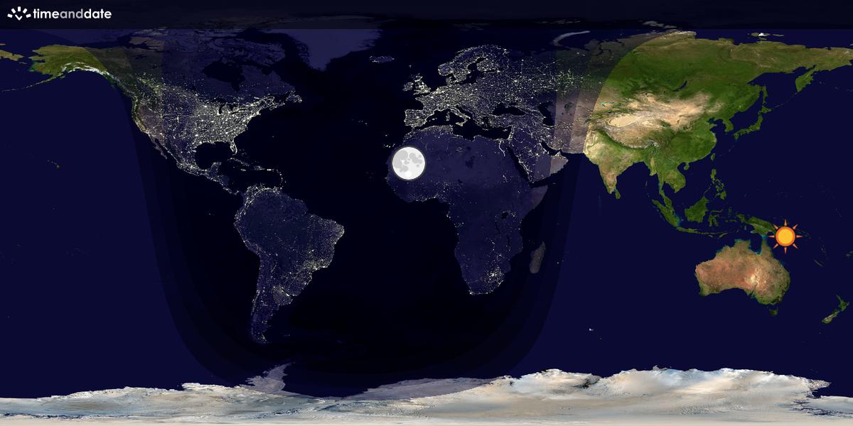 Verdenskart som viser dag og natt 