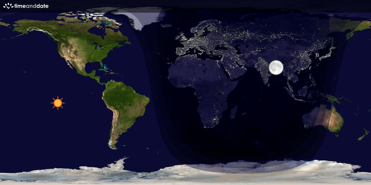 Verdenskart som viser dag og natt 