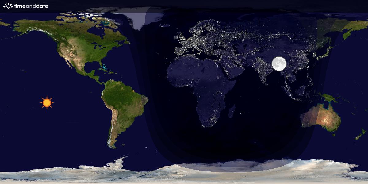Verdenskart som viser dag og natt 