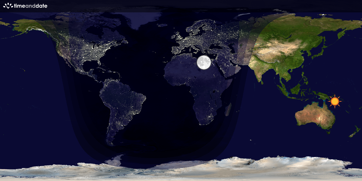 Verdenskart som viser dag og natt 