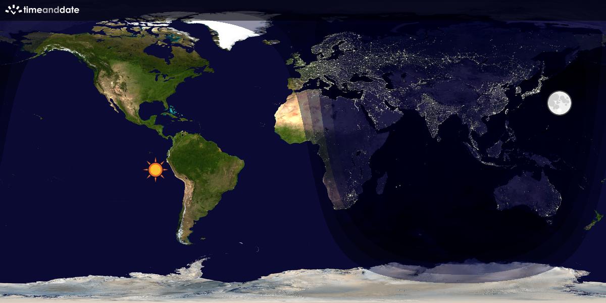 Verdenskart som viser dag og natt 