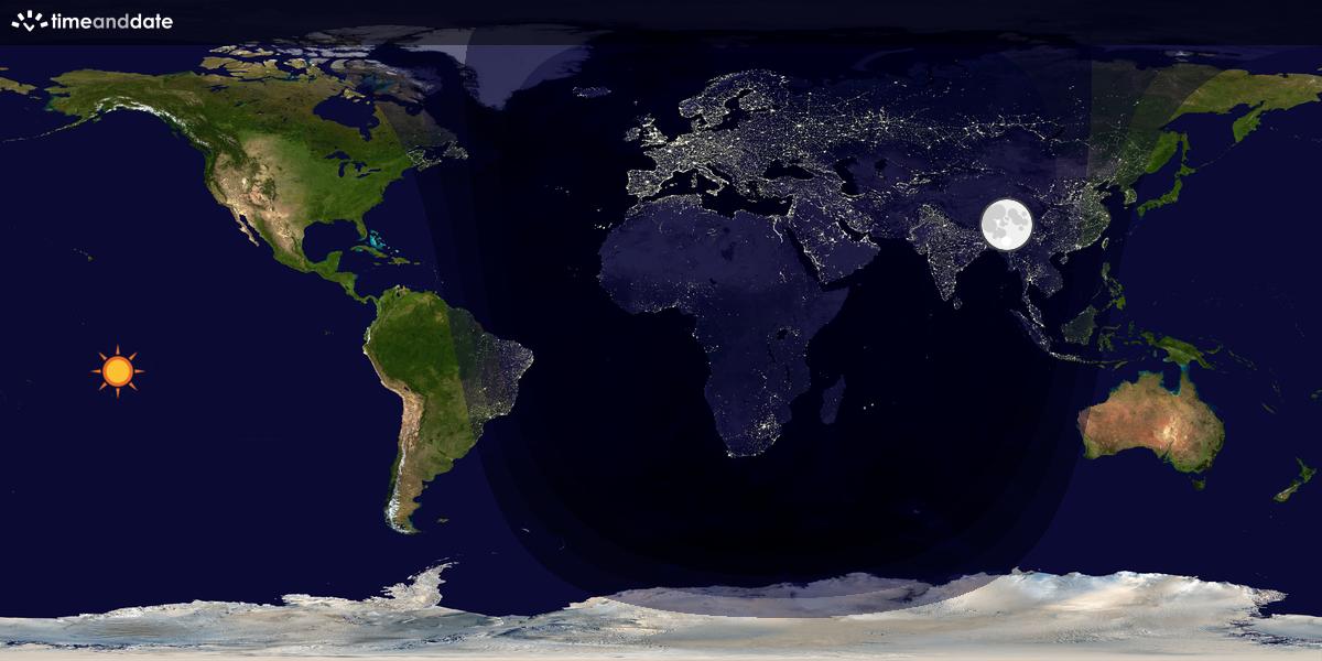 Verdenskart som viser dag og natt 