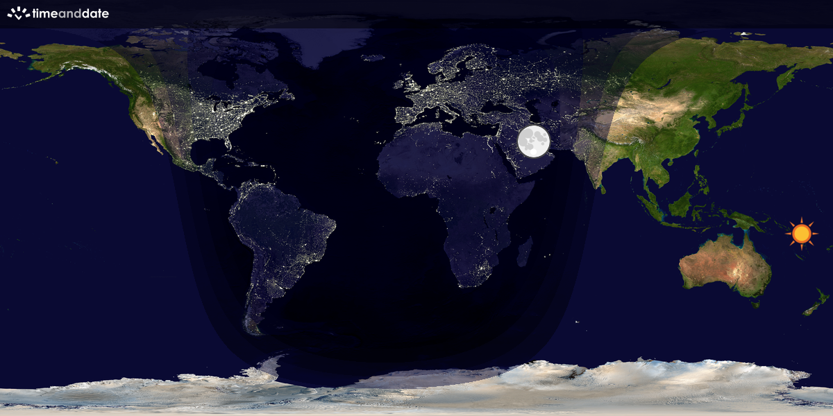 Verdenskart som viser dag og natt 