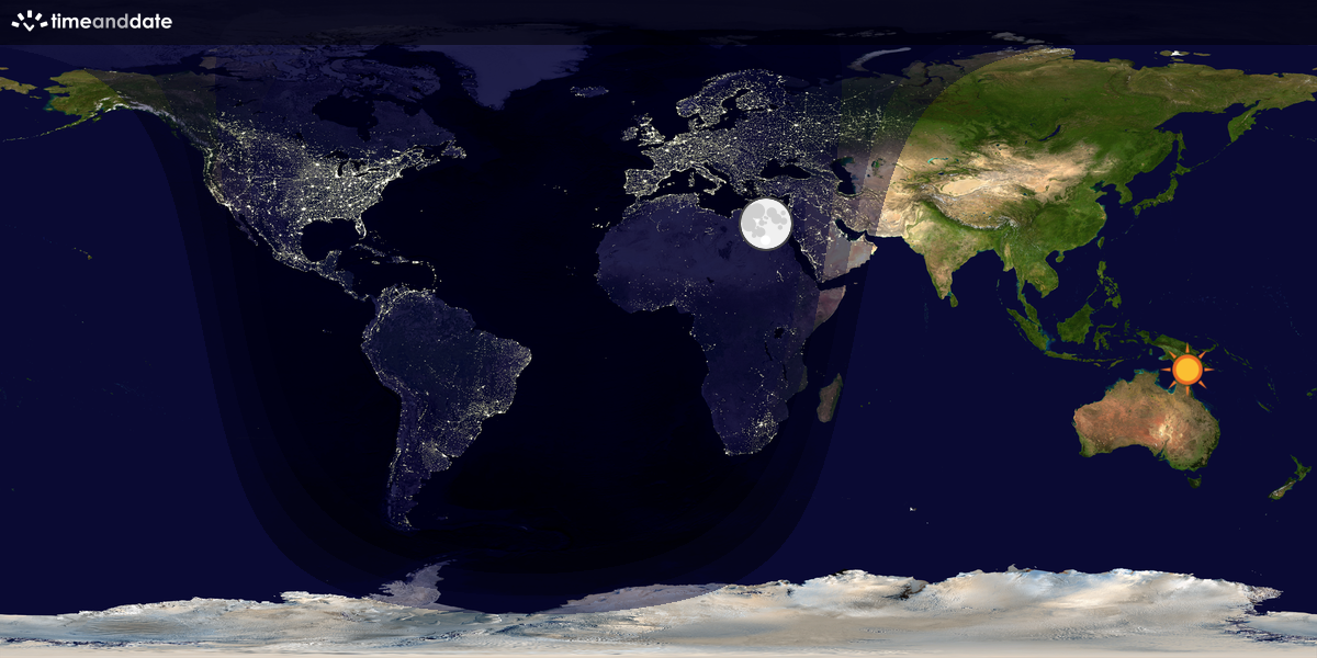 Verdenskart som viser dag og natt 